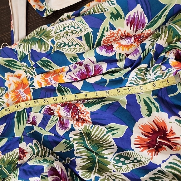 Antara Tropical Floral Print Jumpsuit Size 6 Cropped Wide Leg Cotton Vintage - Picture 12 of 14